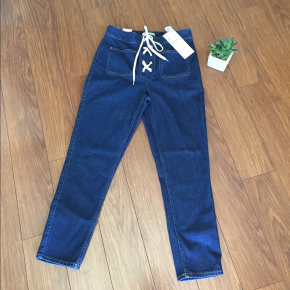 zara lace up jeans